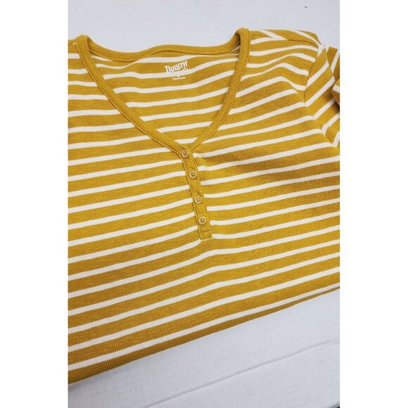 Duluth Womens Gold & White Striped Long Sleeve Henley Top - Picture 5 of 8